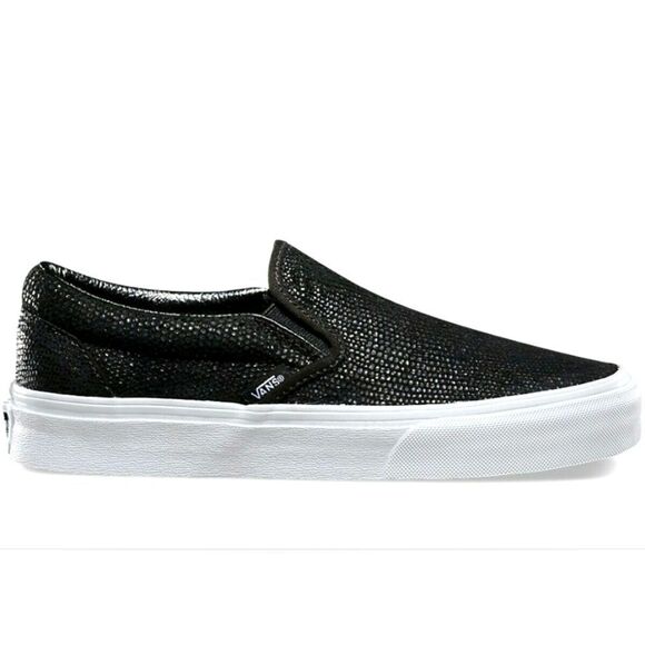 Vans Embossed Black Pebble Snakeskin Unisex Loafers, 11W/9.5M, NWOT - Picture 1 of 9